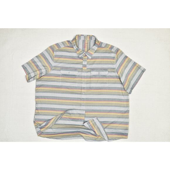 Swiss Tech Men's Striped Button Down Short Sleeve Shirt Regular Size XL - Picture 3 of 8